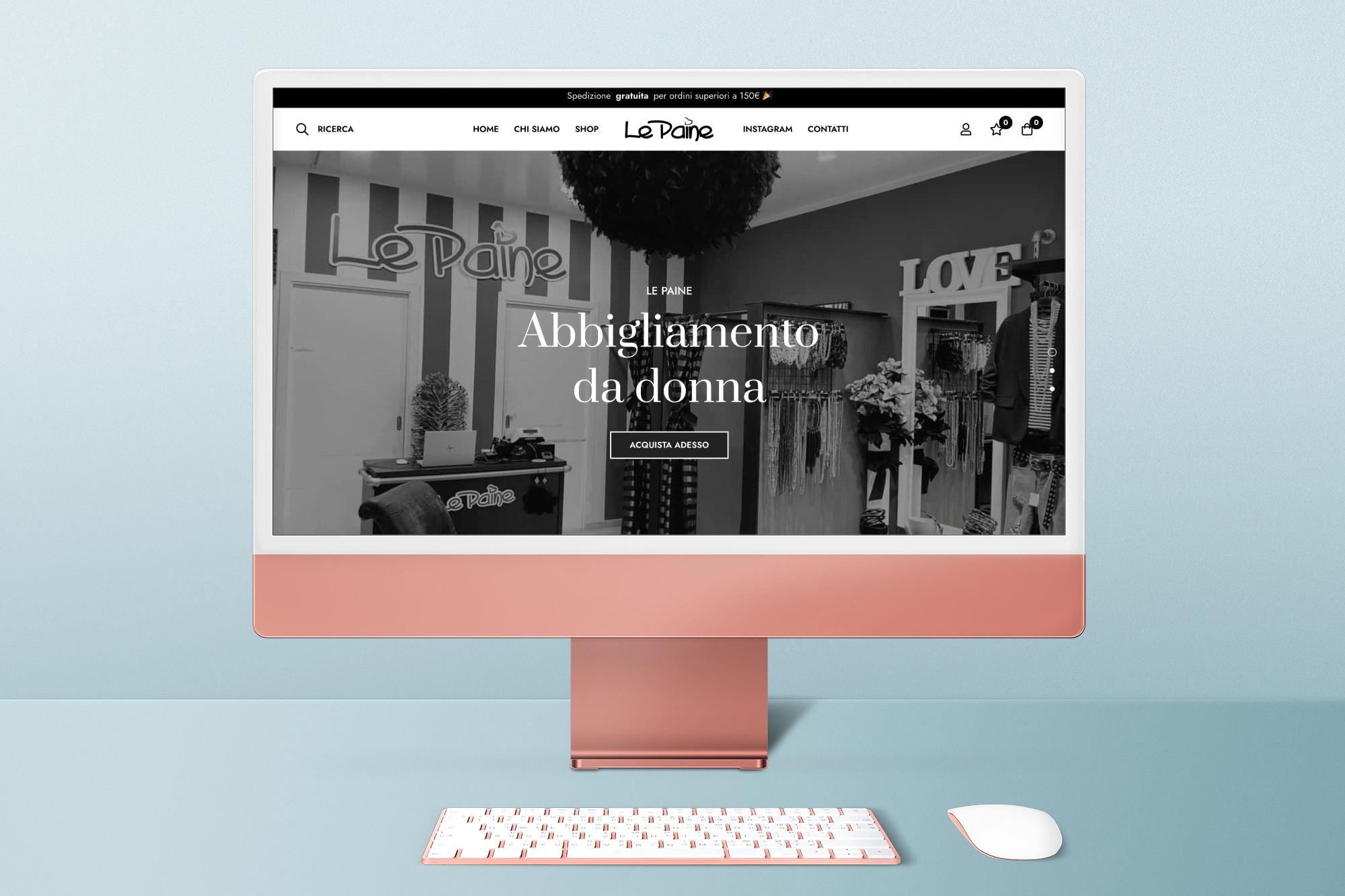 Computer desktop screen mockup psd orange pastel digital device minimal style