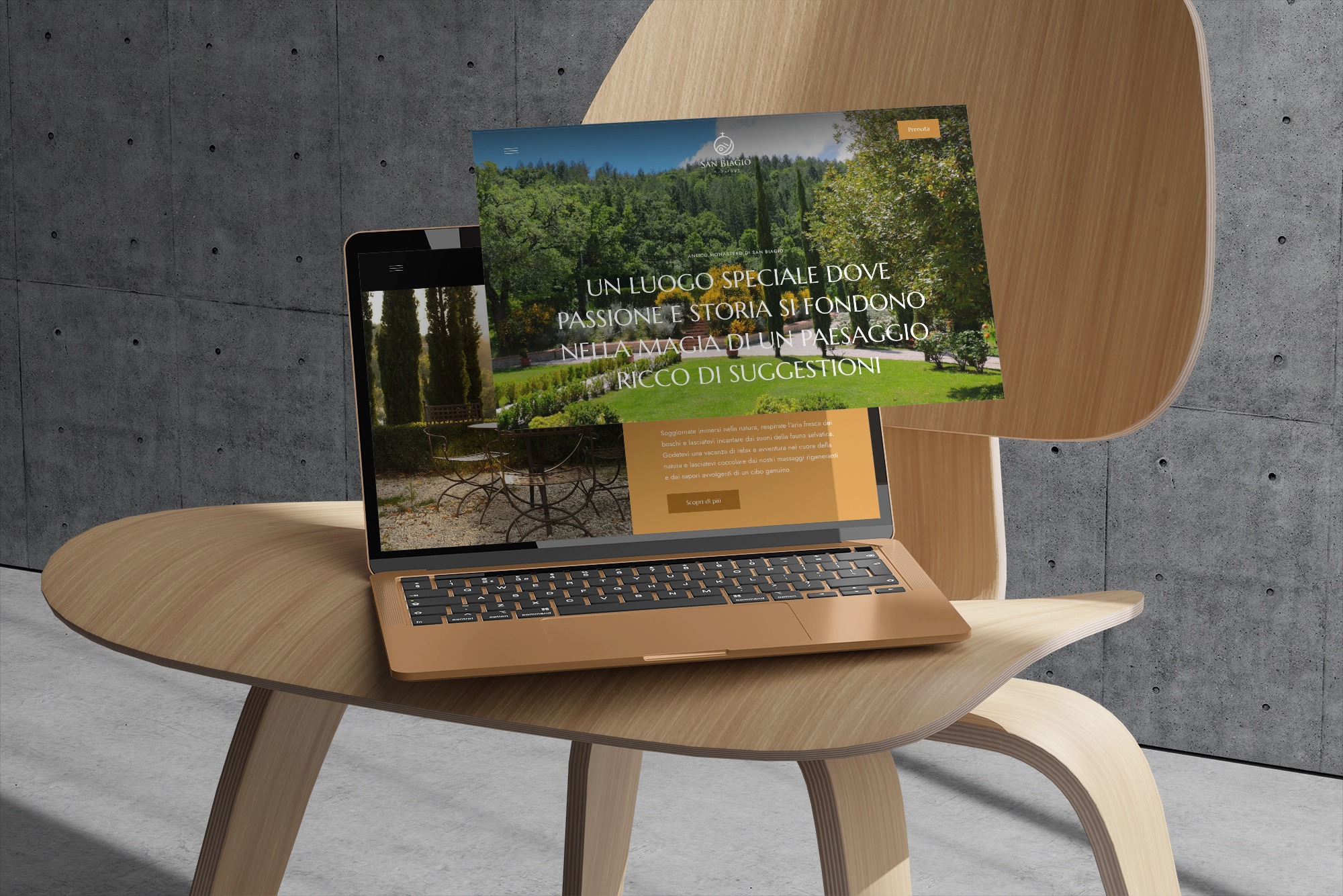Multiscreen exterior laptop mockup with realistic background