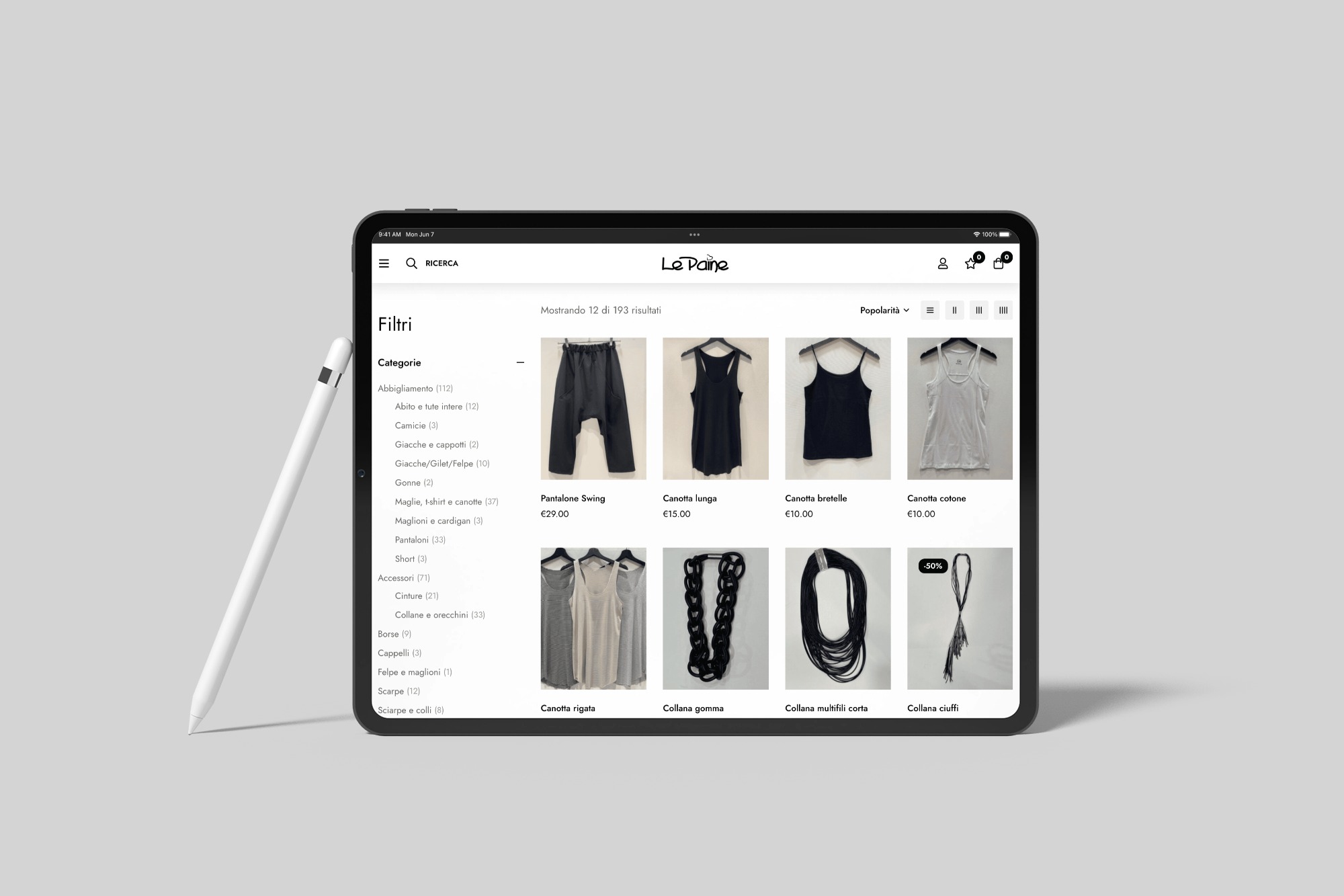 Tablet screen mockup